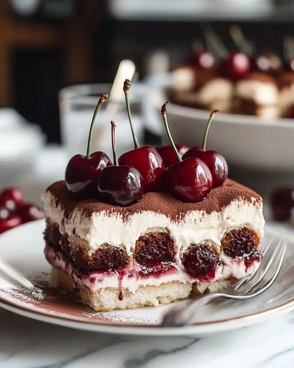 Indulge in a Blissful Bite: Cherry Amaretto Tiramisu Delight - Featured Image