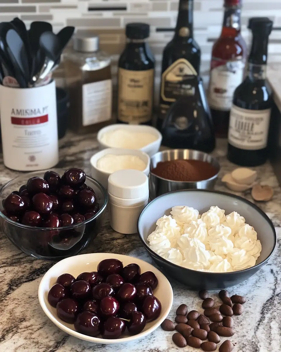 Ingredients for Indulge in a Blissful Bite: Cherry Amaretto Tiramisu Delight
