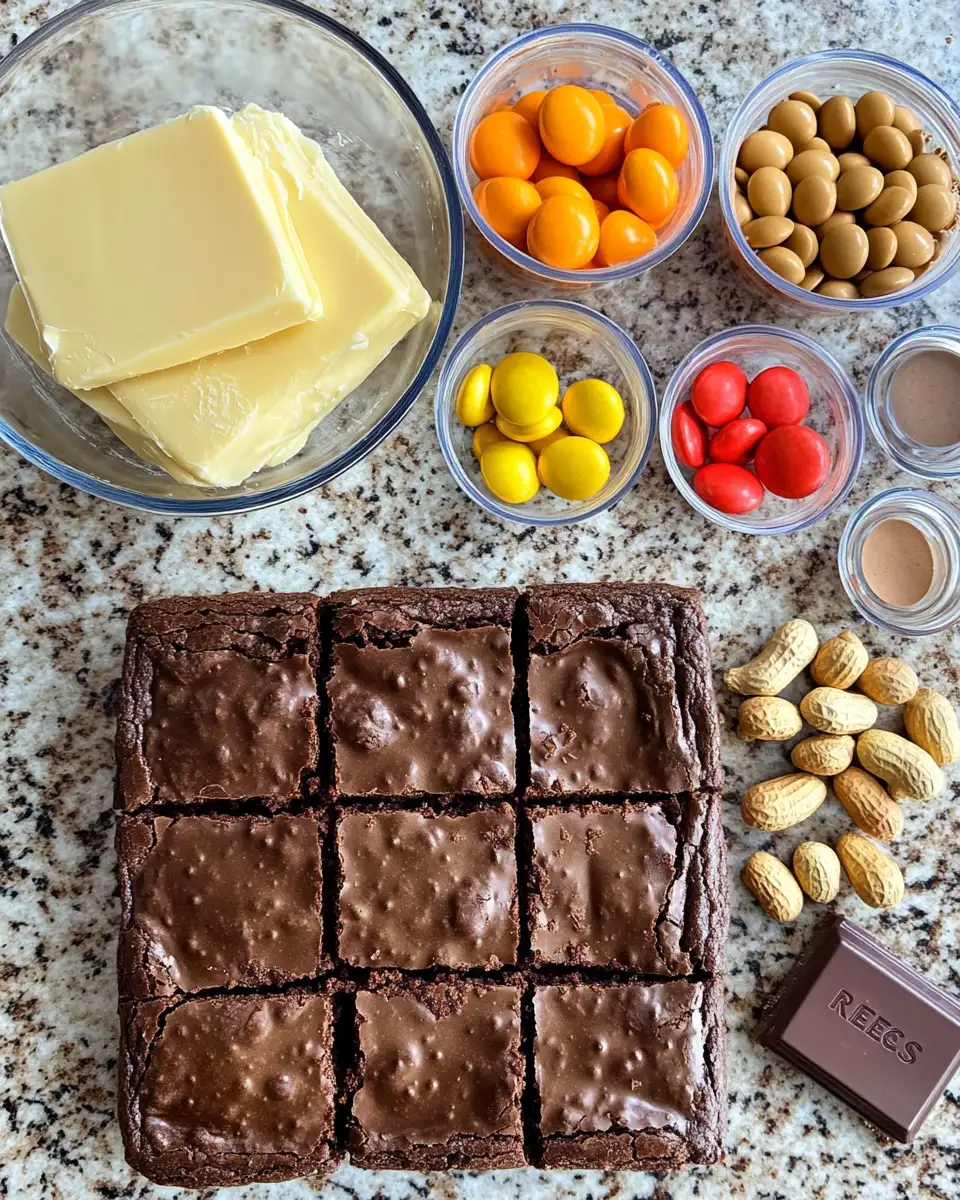 Irresistibly Chewy REESE's PIECES Peanut Butter Brownies Delight 5 Ingredients for Irresistibly Chewy REESE's PIECES Peanut Butter Brownies Delight