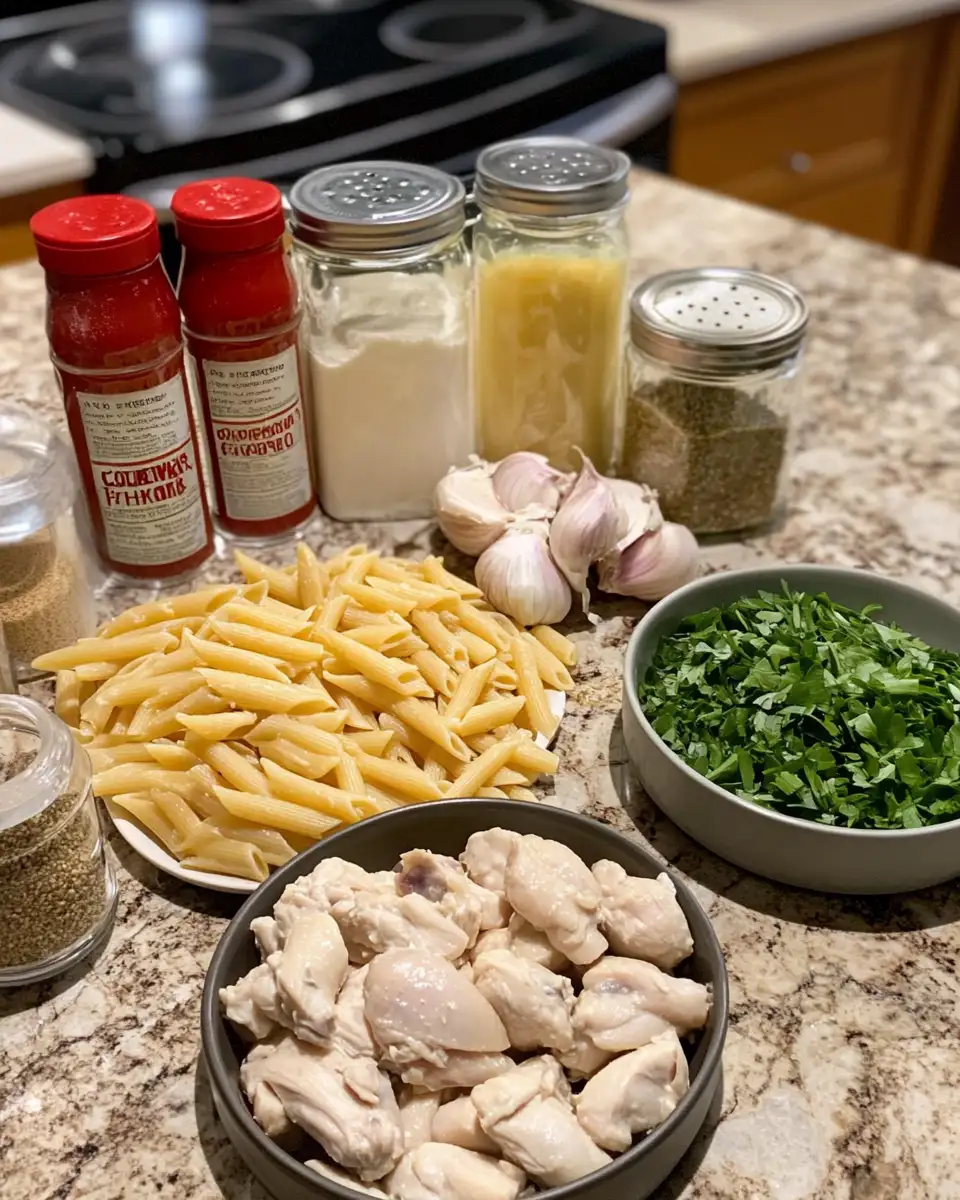 Ingredients for One-Pot Chicken Thighs Pasta: A Cozy, Flavor-Packed Dish