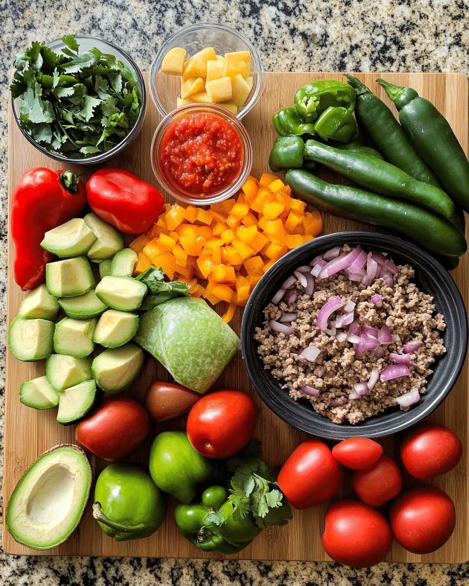 Ingredients for Effortless Keto Taco Casserole: A Flavor-Packed Low-Carb Delight