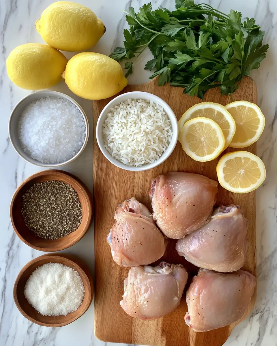 Ingredients for One-Pot Wonder: Greek Chicken and Lemon Rice Bliss