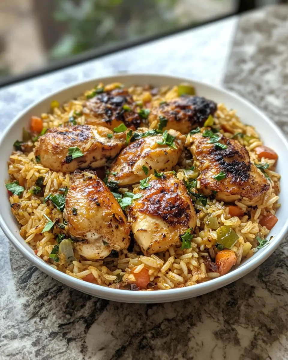 Final dish - One Pot Chicken and Garlic Rice: A Flavorful Feast in a Single Pan