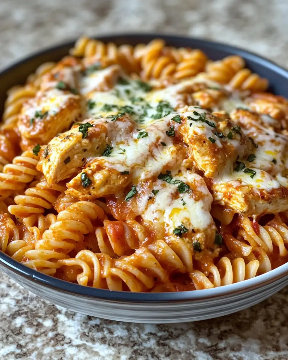 Final dish - One Pot Chicken Parmesan Pasta: A Weeknight Dinner Miracle