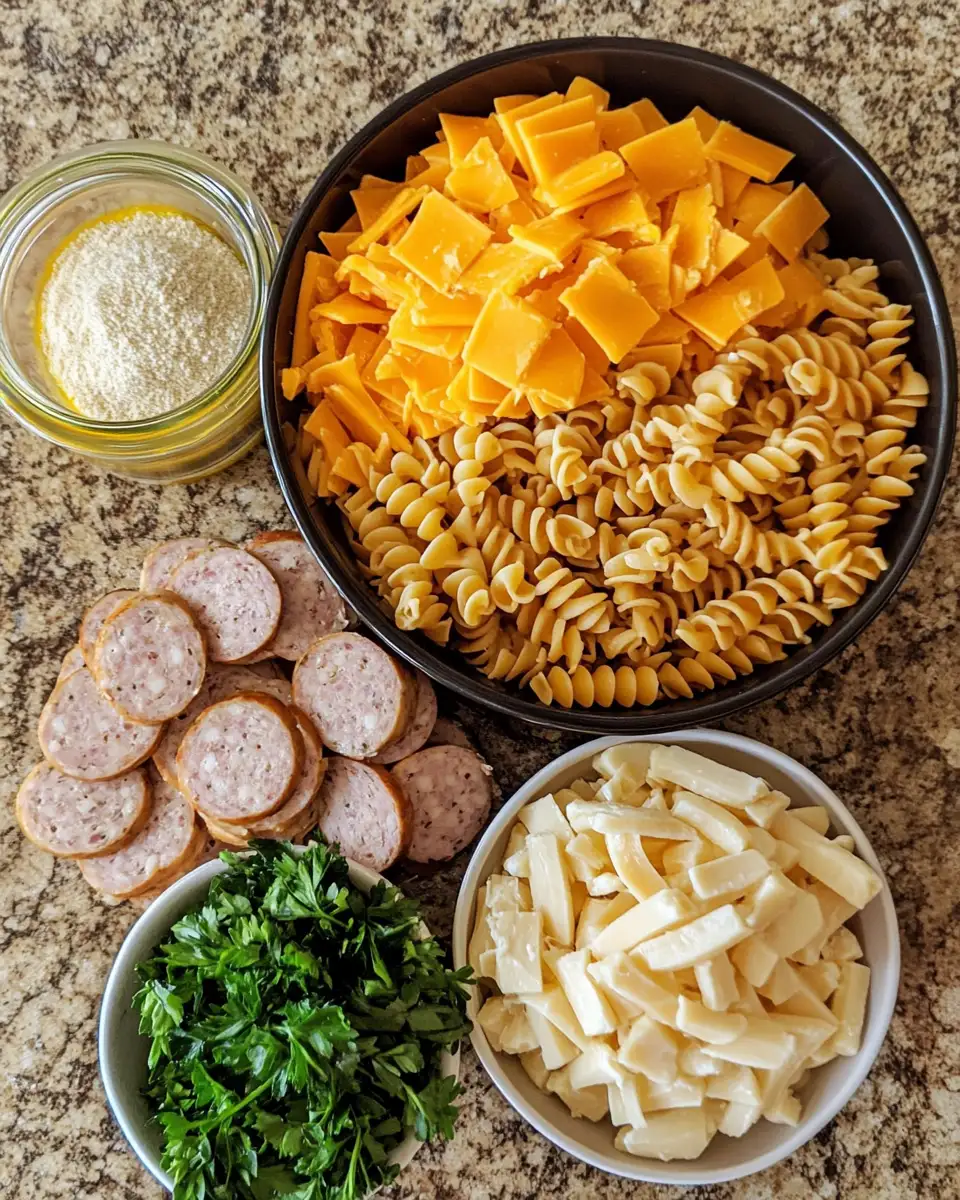 Unleash Flavor with One Pot Smoky Cheddar Ranch Chicken and Sausage Pasta 5 Ingredients for Unleash Flavor with One Pot Smoky Cheddar Ranch Chicken and Sausage Pasta