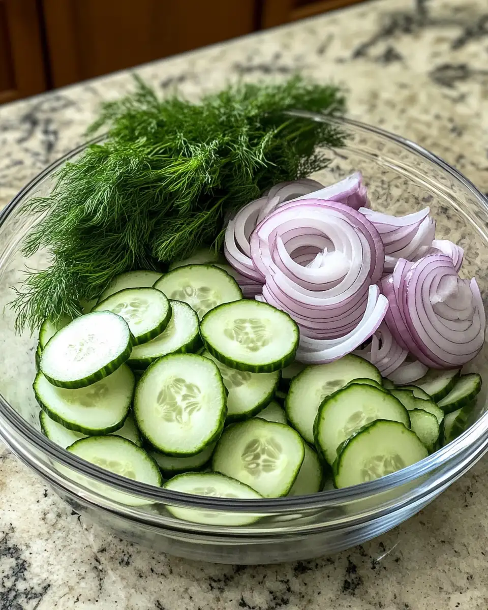 Ingredients for Refreshing Nostalgia: Old Fashioned Cucumbers and Onions Delight