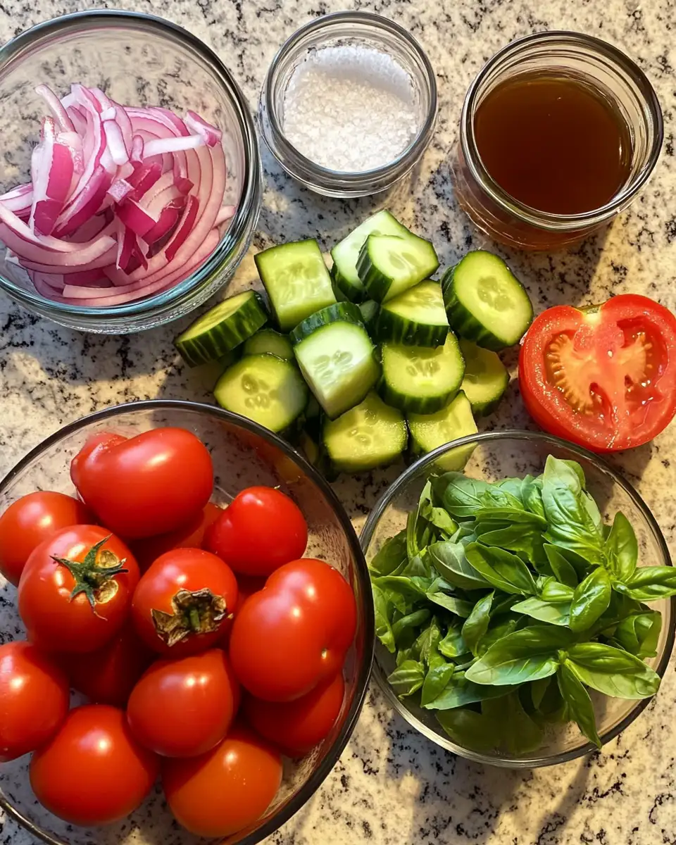 Fresh & Flavorful: The Ultimate Tomato Cucumber Onion Salad Recipe 5 Ingredients for Fresh & Flavorful: The Ultimate Tomato Cucumber Onion Salad Recipe