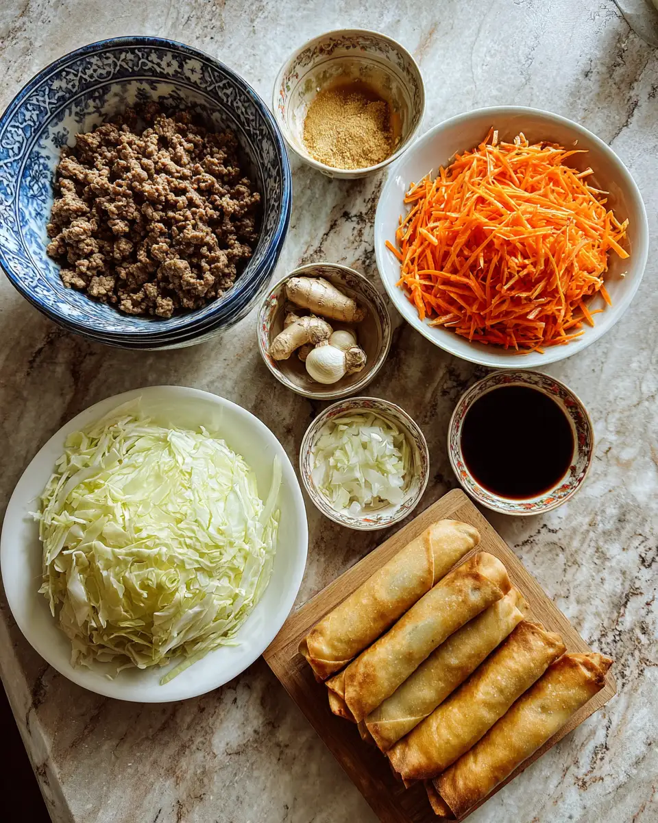 Sizzling Ground Beef Egg Rolls: A Flavorful Twist on a Classic Delight 5 Ingredients for Sizzling Ground Beef Egg Rolls: A Flavorful Twist on a Classic Delight