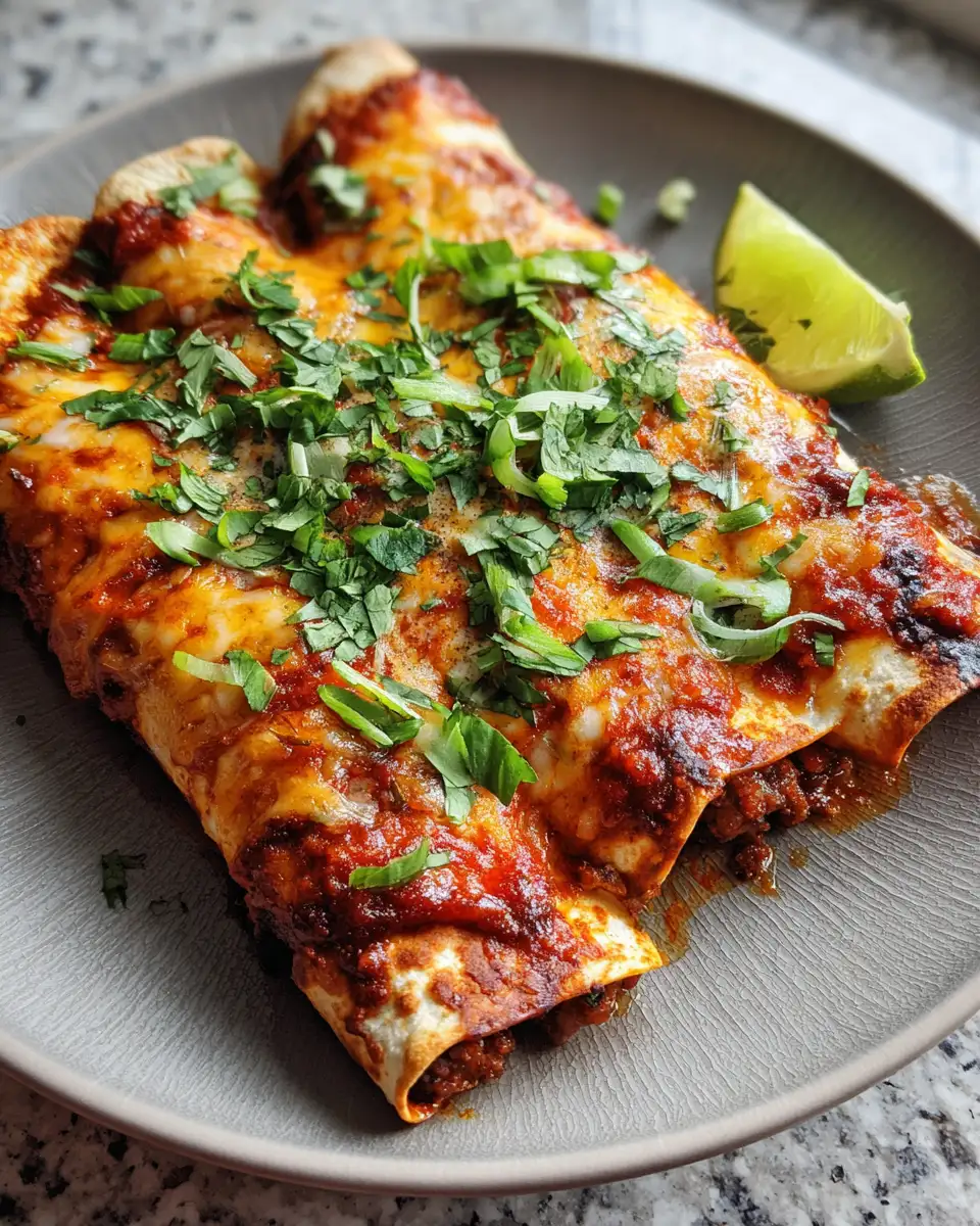 Sizzling Ground Beef Enchiladas with Zesty Red Sauce 7 Final dish - Sizzling Ground Beef Enchiladas with Zesty Red Sauce