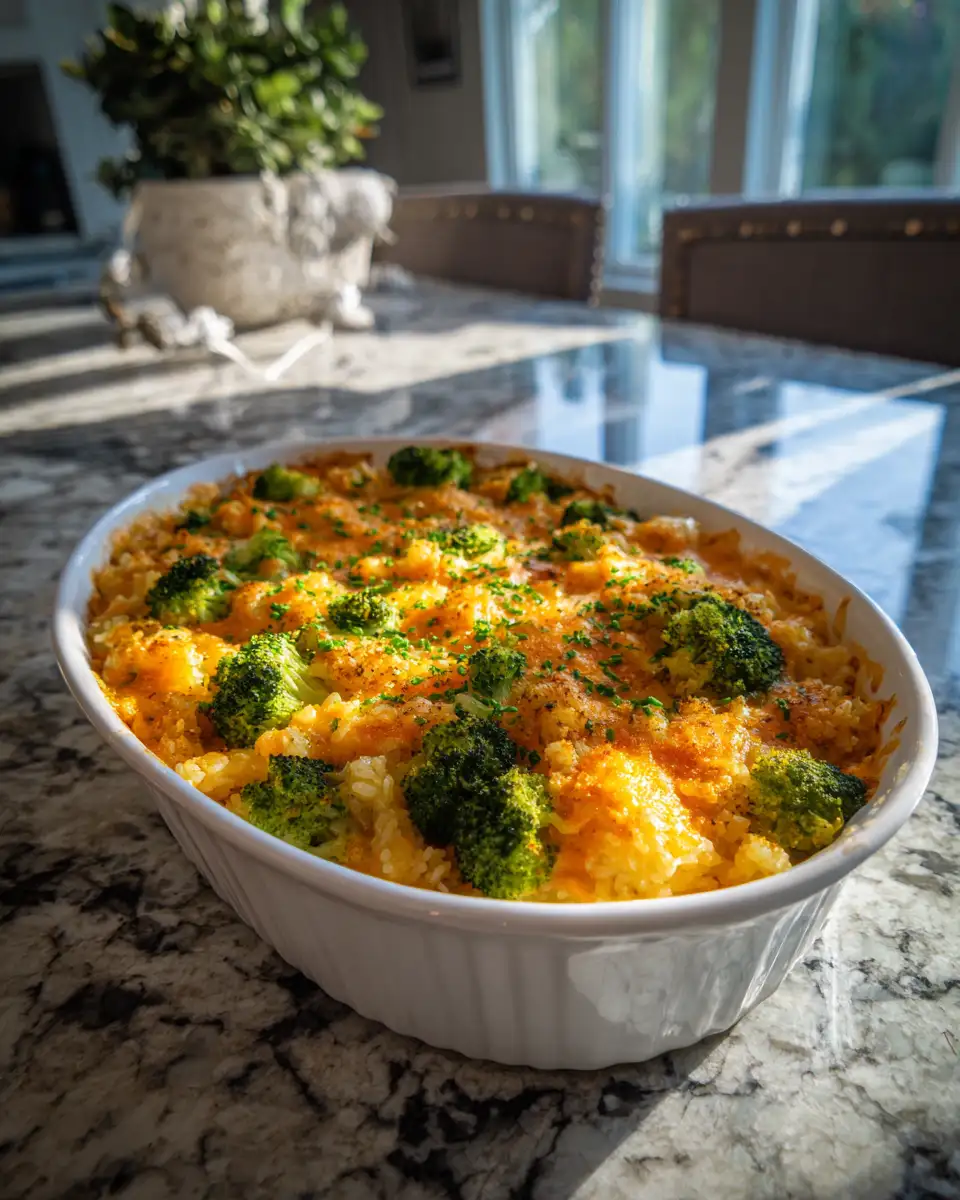 Final dish - The Ultimate Cheesy Broccoli Rice Bake Your Family Will Love
