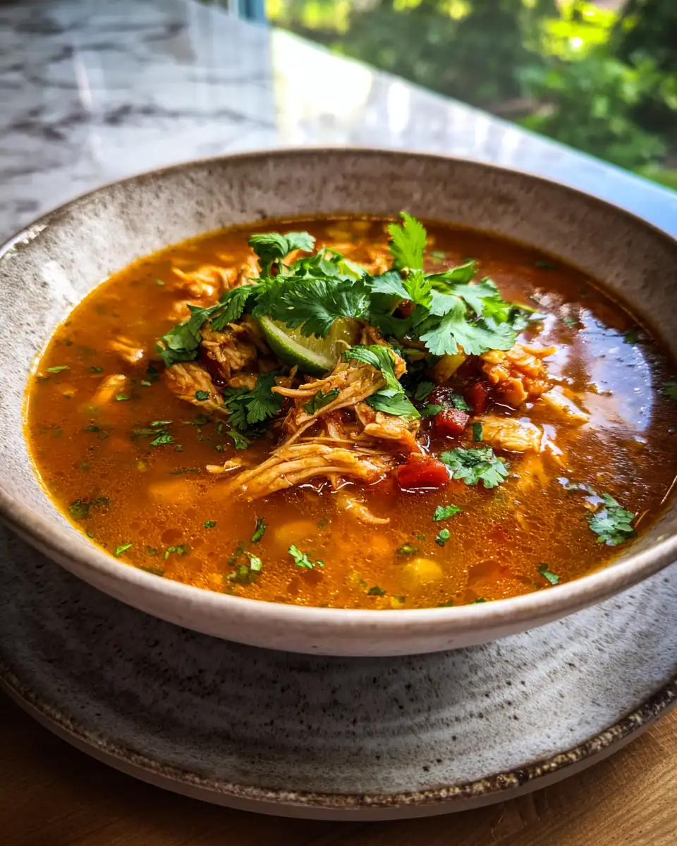 Final dish - Easy Chicken Tortilla Soup Recipe for Your Crock Pot Delight