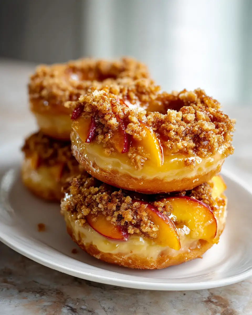 Indulge in Irresistible Classic Peach Cobbler Cheesecake Donuts 5 Final dish - Indulge in Irresistible Classic Peach Cobbler Cheesecake Donuts