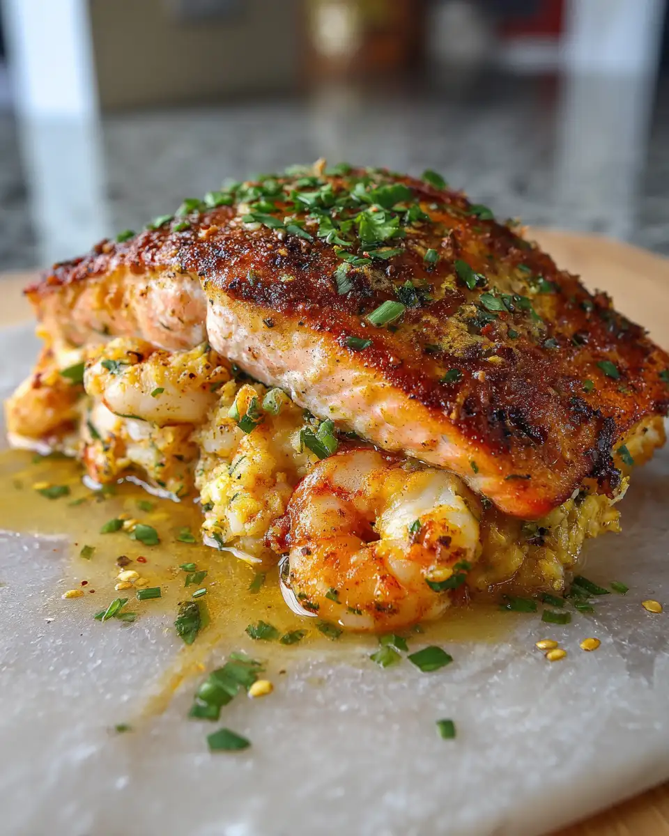 Irresistible Crab and Shrimp Stuffed Salmon Recipe for Seafood Lovers 7 Final dish - Irresistible Crab and Shrimp Stuffed Salmon Recipe for Seafood Lovers