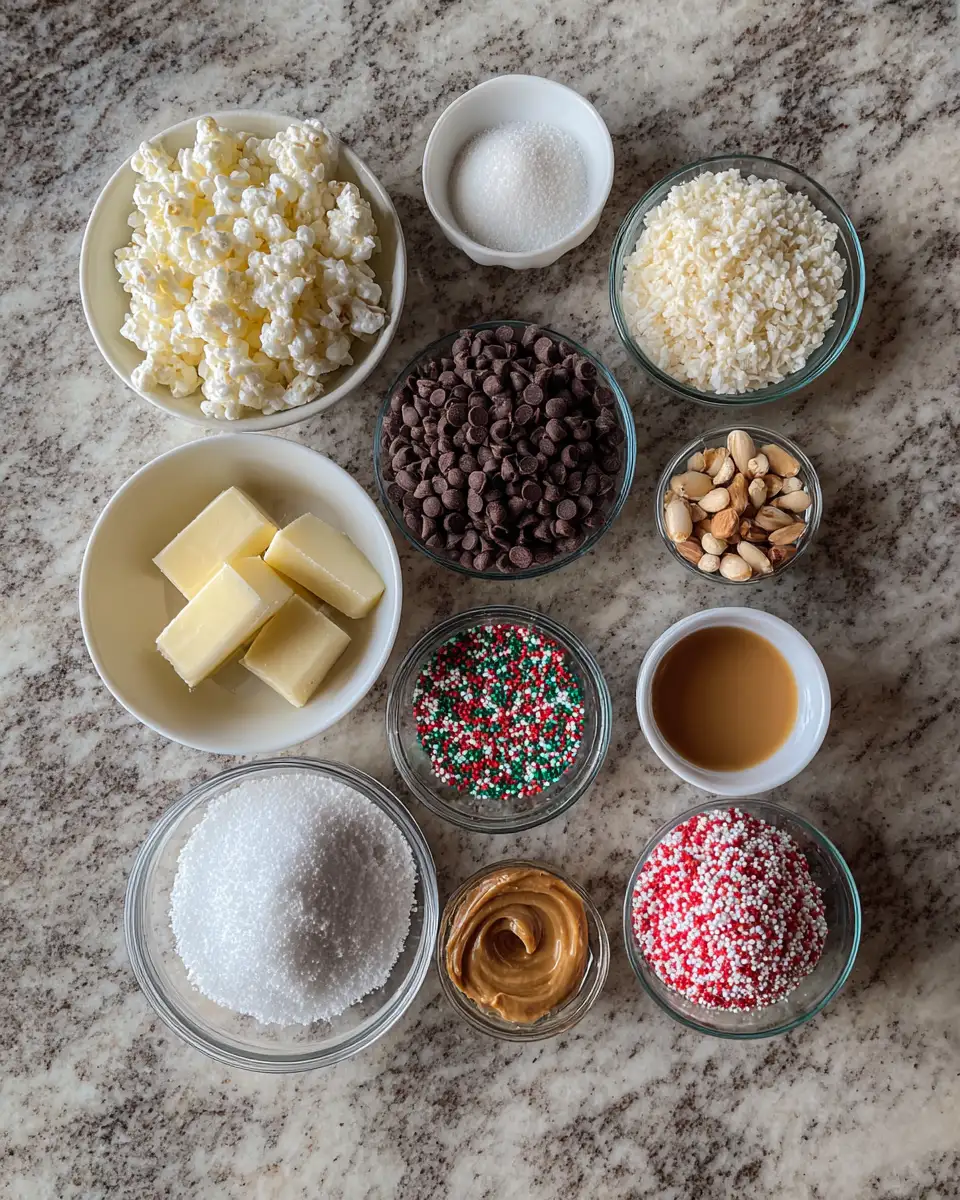 Ingredients for Unwrap Joy with Festive Christmas Chocolate Rice Krispie Balls