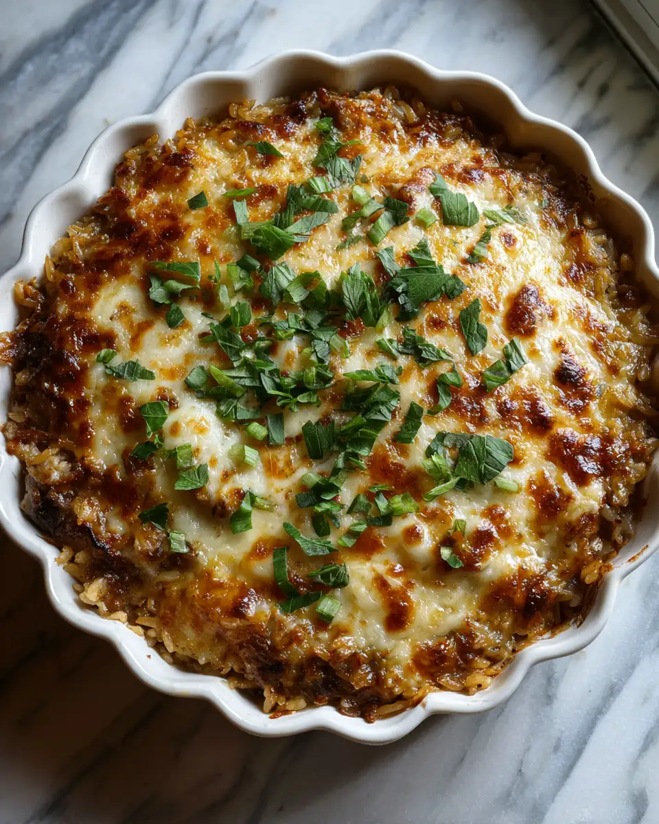 Savory French Onion Beef Rice Casserole Recipe You’ll Crave Tonight 7 Final dish - Savory French Onion Beef Rice Casserole Recipe You’ll Crave Tonight