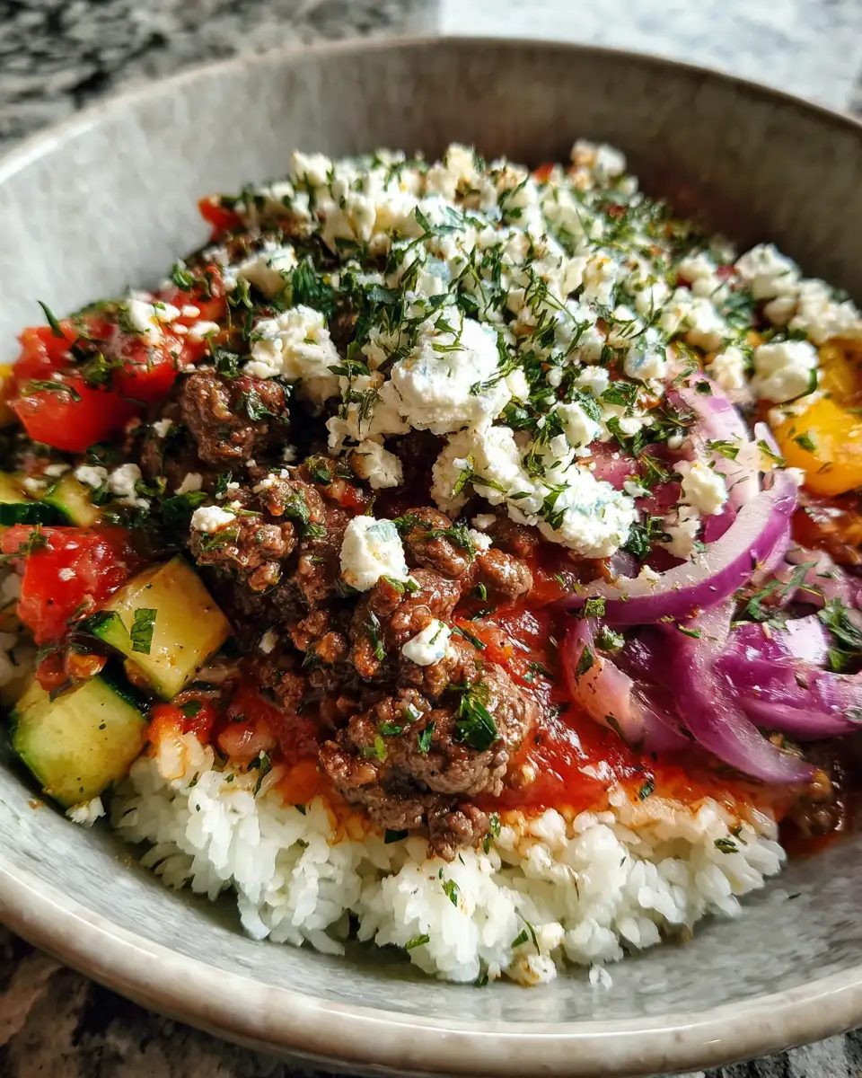 Mediterranean Magic: Savor the Flavors of a Ground Beef Greek Bowl 7 Final dish - Mediterranean Magic: Savor the Flavors of a Ground Beef Greek Bowl