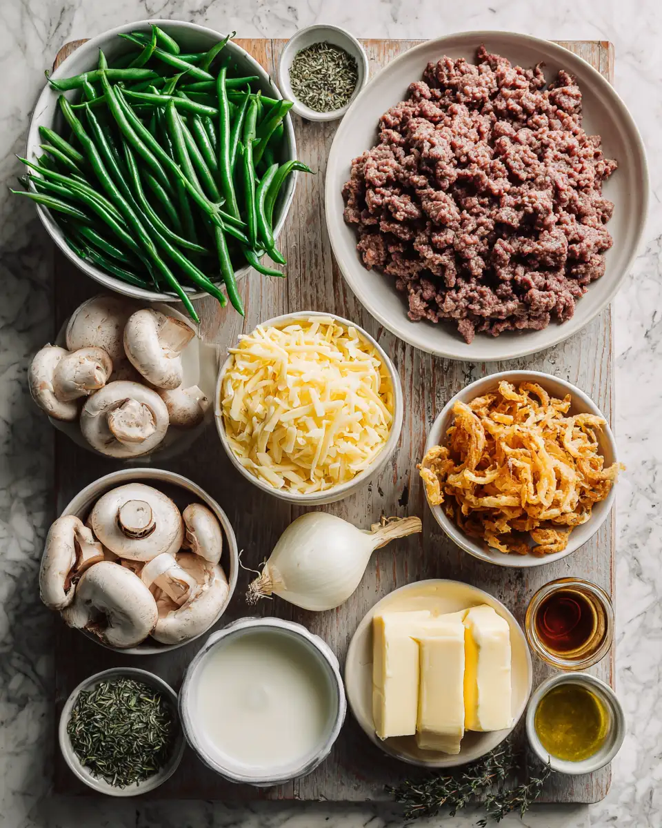 Hearty Ground Beef and Green Bean Casserole Delight 5 Ingredients for Hearty Ground Beef and Green Bean Casserole Delight