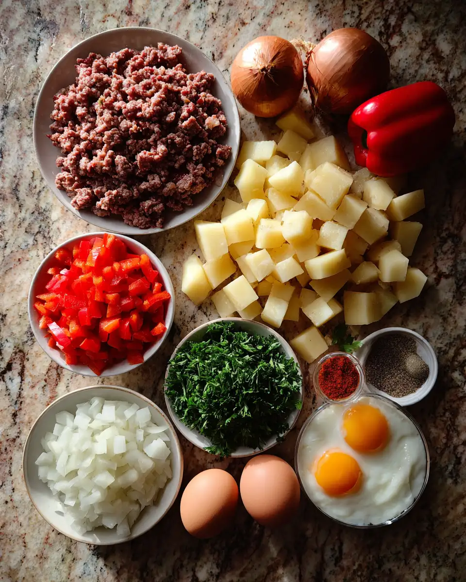 Ingredients for Savory Ground Beef Hash: A Comforting Classic for Any Meal