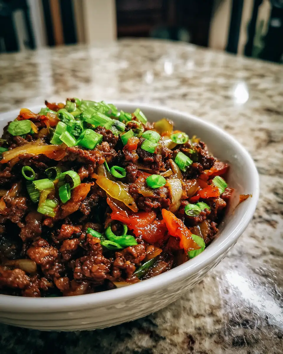 Sizzling Ground Beef Mongolian Beef Recipe: A Flavorful Twist on a Classic Dish 7 Final dish - Sizzling Ground Beef Mongolian Beef Recipe: A Flavorful Twist on a Classic Dish