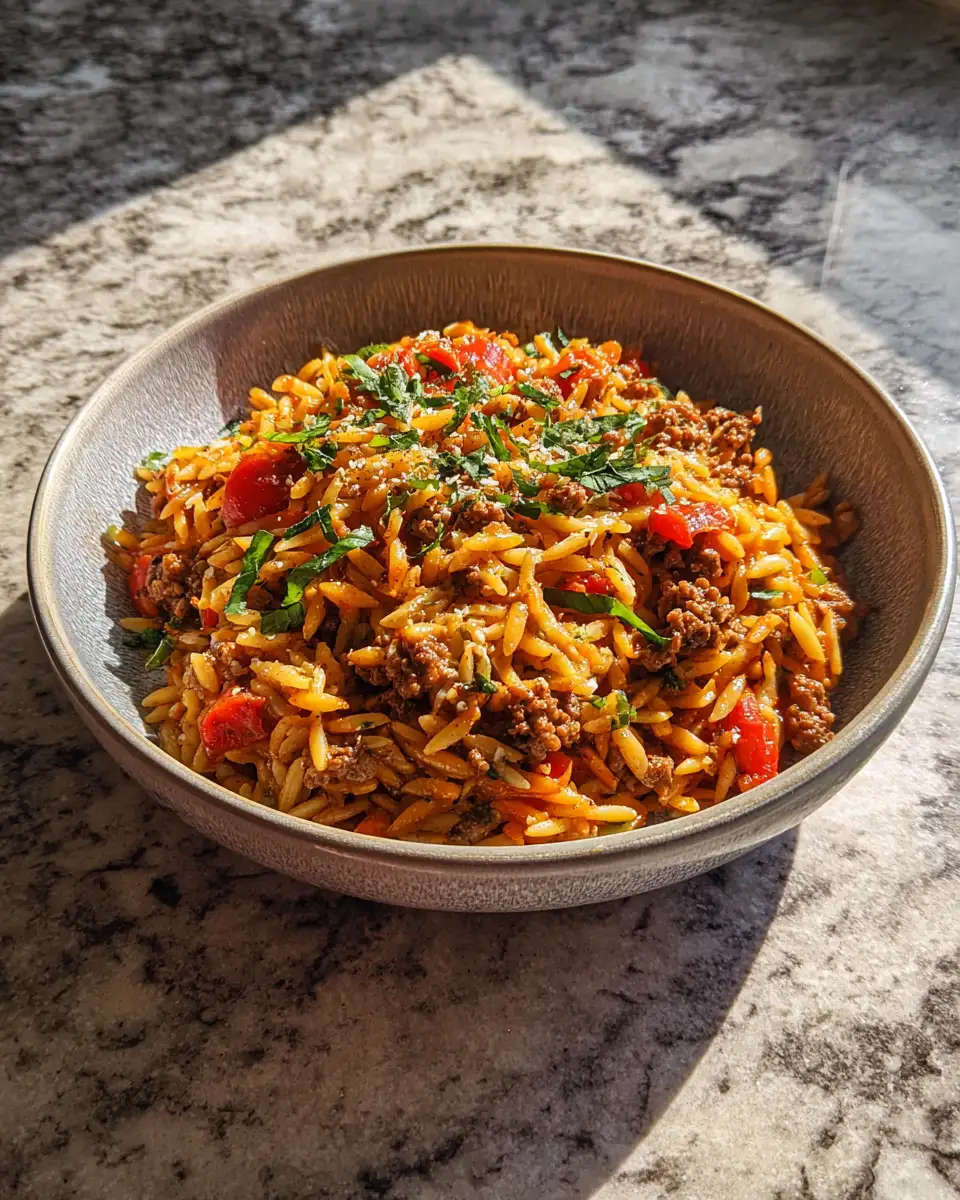 Sizzle and Savory: Discover Delicious Ground Beef Orzo Recipes 7 Final dish - Sizzle and Savory: Discover Delicious Ground Beef Orzo Recipes