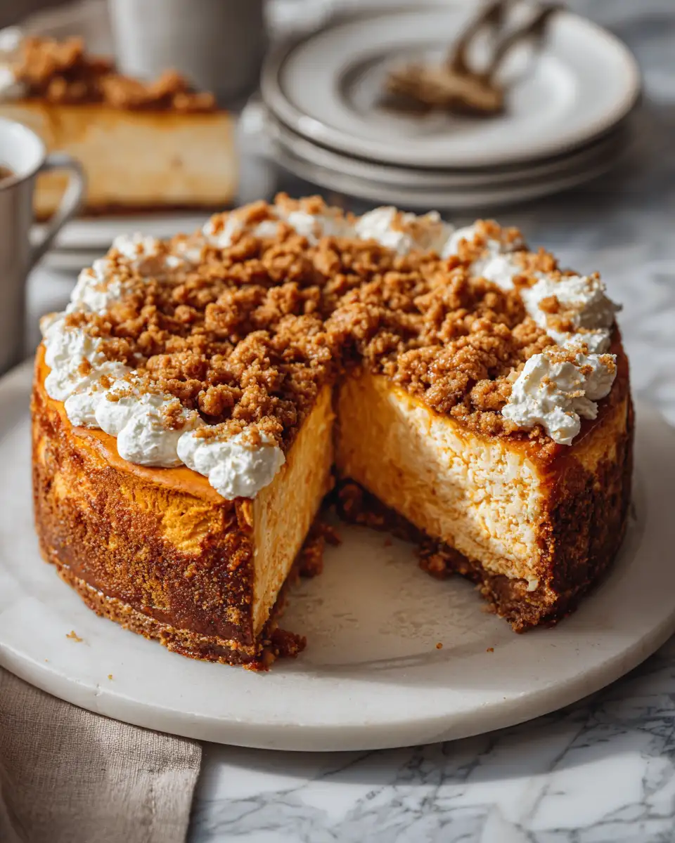Final dish - Fall in Love with Irresistible Pumpkin Streusel Cheesecake Delight