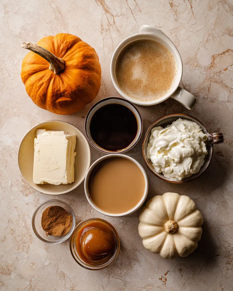Ingredients for Indulge in the Ultimate Pumpkin Caramel Cheesecake Latte Experience