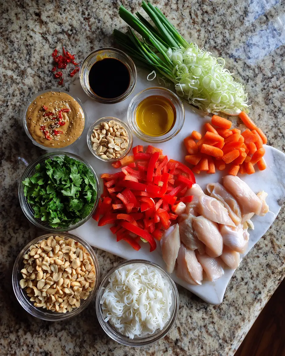 Ingredients for Flavor-Packed Thai Peanut Chicken Noodle Bowls You Need to Try