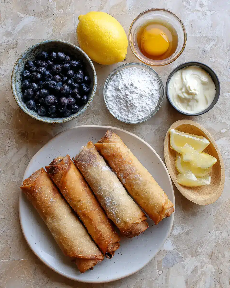 Ingredients for Crispy Delight: Indulge in Blueberry Cream Cheese Egg Rolls