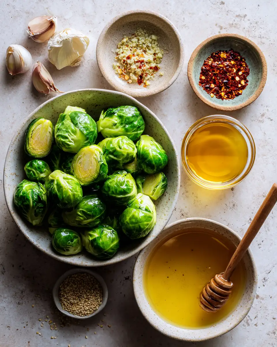 Ingredients for Sweet Heat Sensation Chili Honey Brussels Sprouts That Will Wow Your Taste Buds