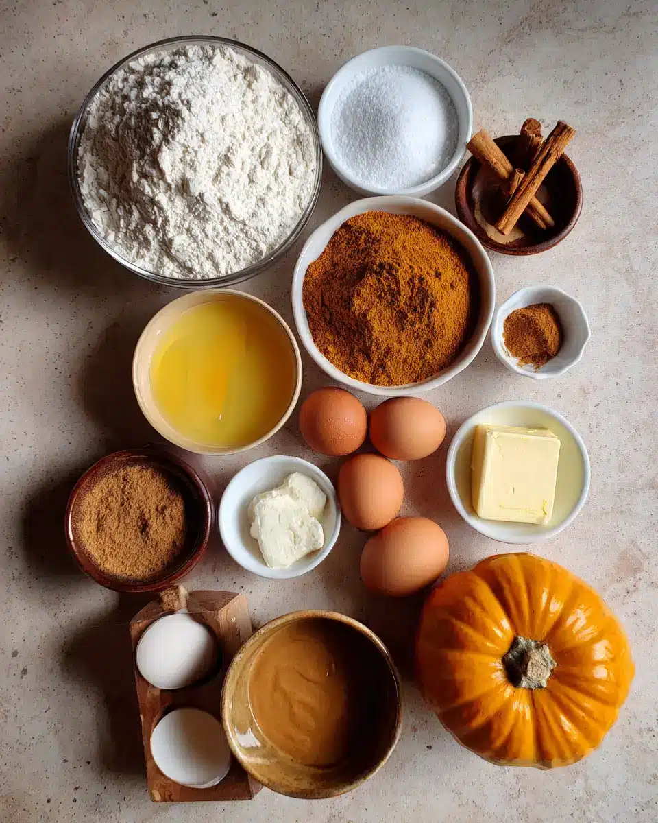 Ingredients for Irresistible Fall Flavors: Cinnamon Roll Pumpkin Cake Delight