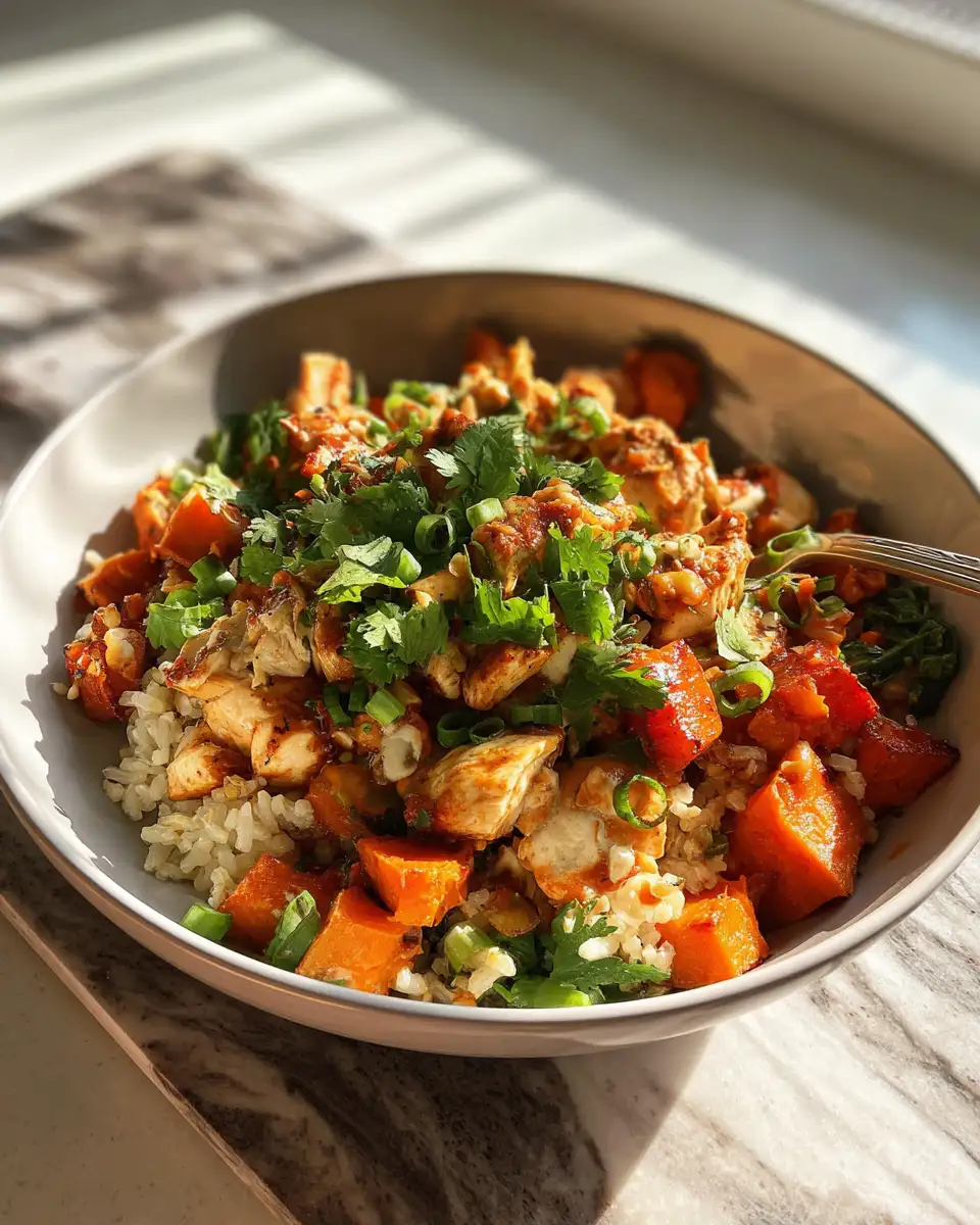 Nutritious and Delicious Healthy Chicken and Sweet Potato Rice Bowl Recipe 7 Final dish - Nutritious and Delicious Healthy Chicken and Sweet Potato Rice Bowl Recipe