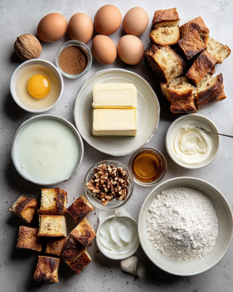 Ingredients for Irresistible Maple Cinnamon Bread Pudding Recipe That Warms the Soul
