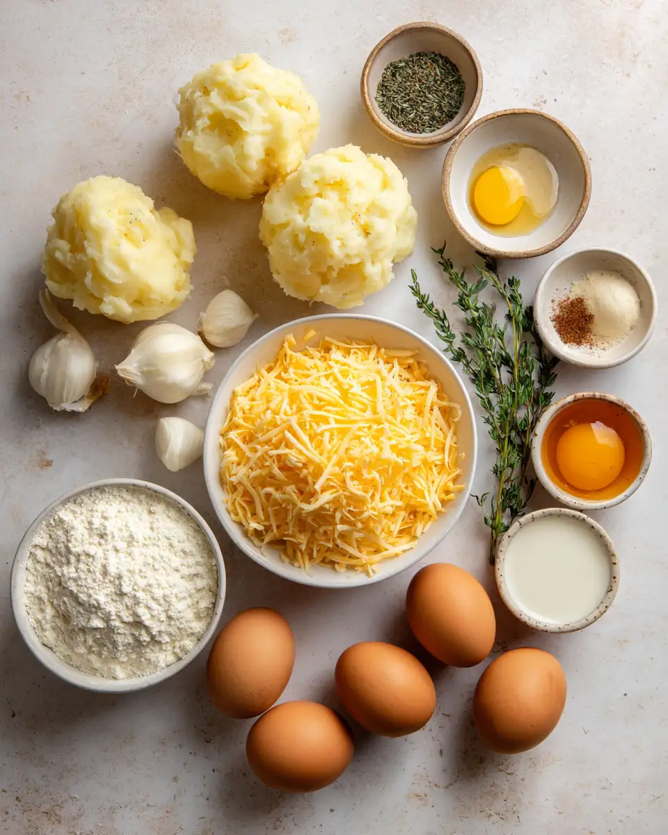 Ingredients for Irresistible Mashed Potato Cheese Puffs That Melt in Your Mouth