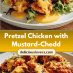Crunchy Pretzel Chicken with Tangy Mustard-Cheddar Sauce Recipe