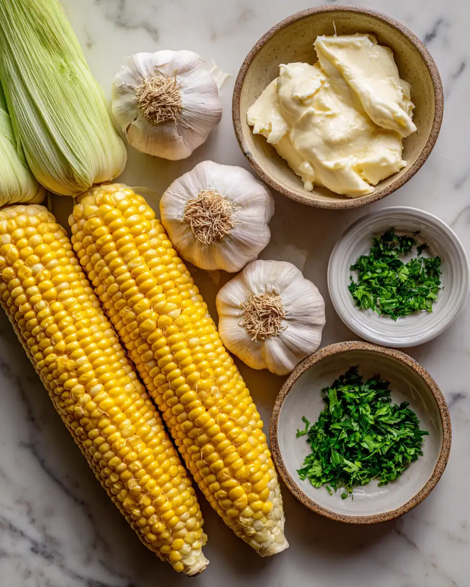 Ingredients for Velvety Roasted Garlic Creamed Corn: A Flavorful Twist on a Classic Favorite