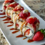 Sweet Fusion Delight Strawberry Shortcake Cheesecake Sushi Rolls - Featured Image