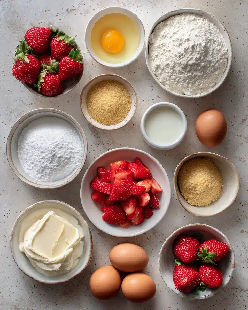 Ingredients for Sweet Fusion Delight Strawberry Shortcake Cheesecake Sushi Rolls