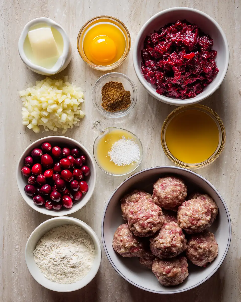 Ingredients for Best Christmas Cranberry Meatballs to Delight Your Holiday Guests