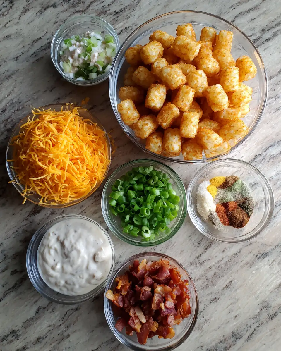 Cheesy Comfort: Dive into the Ultimate Cheddar Ranch Chicken Tater Tot Bake 5 Ingredients for Cheesy Comfort: Dive into the Ultimate Cheddar Ranch Chicken Tater Tot Bake