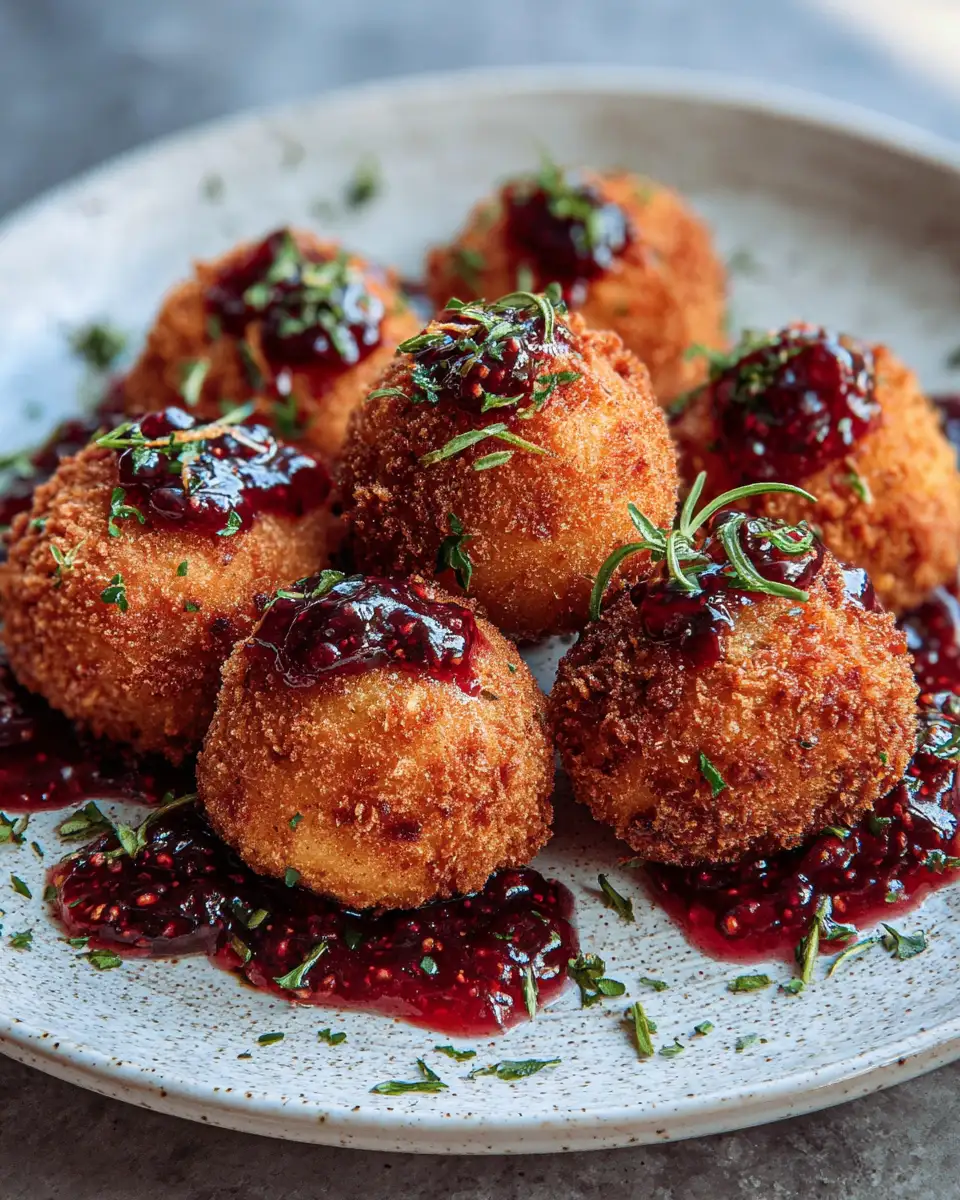 Crispy Croquettes with Berry Jam and Green Herbs A Flavorful Twist You Need to Try 7 Final dish - Crispy Croquettes with Berry Jam and Green Herbs A Flavorful Twist You Need to Try