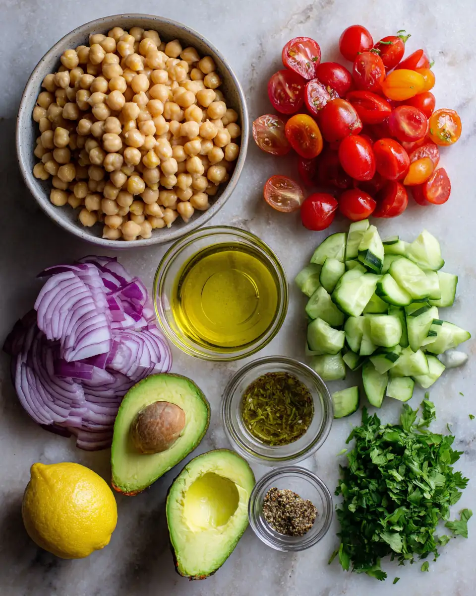 Fresh and Flavorful Chickpea Avocado Salad That Will Brighten Your Day 5 Ingredients for Fresh and Flavorful Chickpea Avocado Salad That Will Brighten Your Day