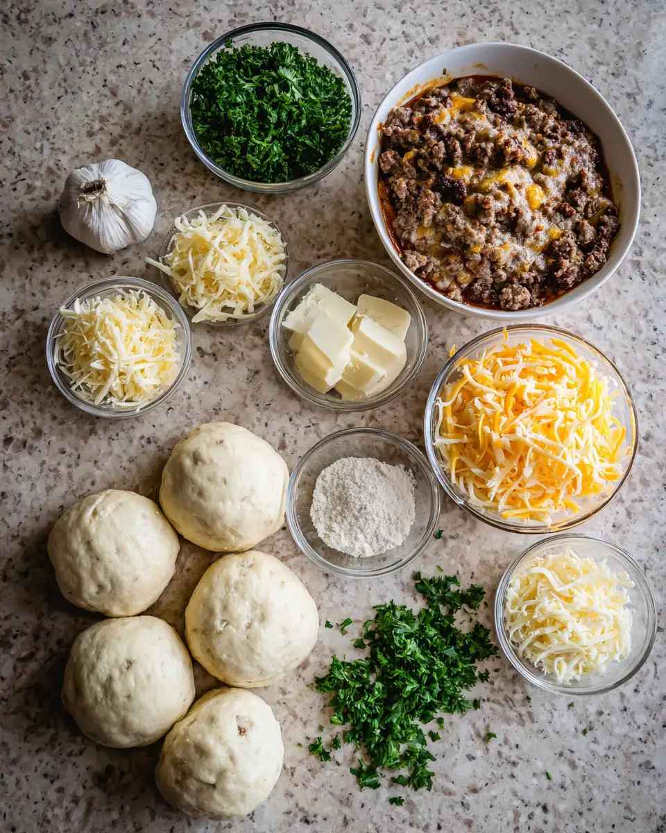 Ingredients for Explode Your Taste Buds with Irresistible Garlic Parmesan Cheeseburger Bombs