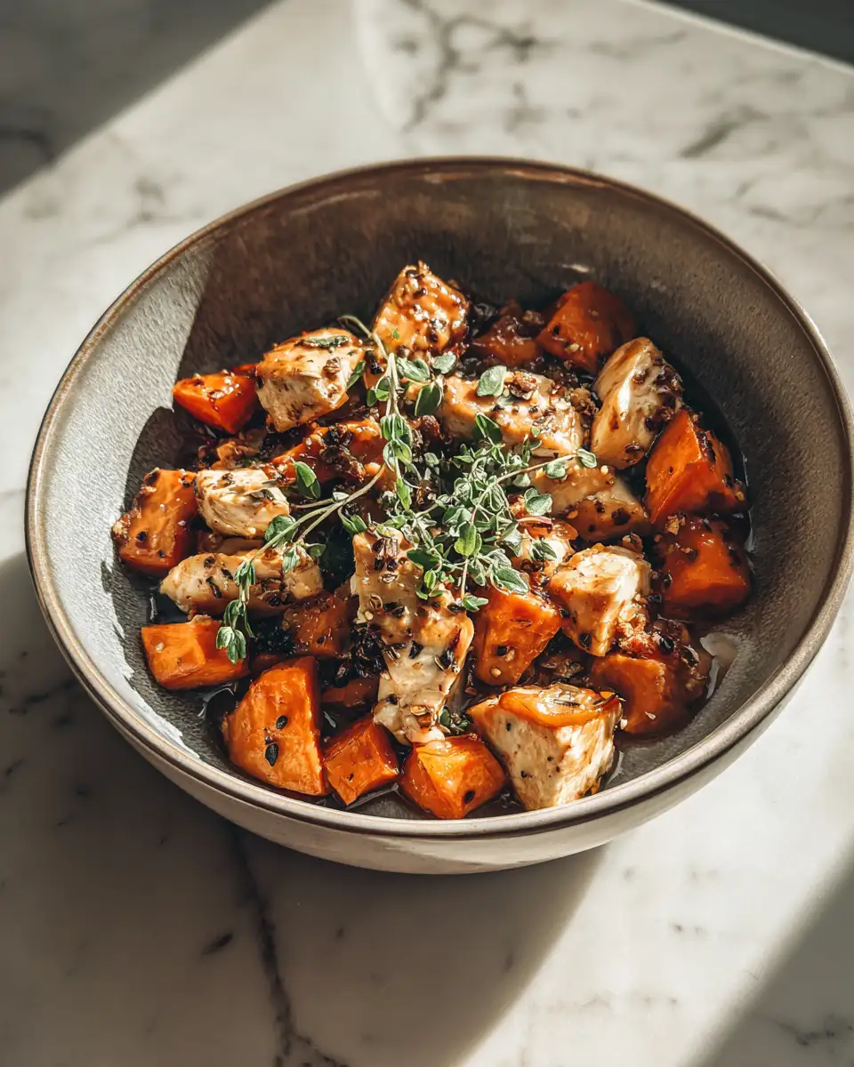 Final dish - Sweet and Savory Sensation: Maple Dijon Chicken Bowl with Roasted Sweet Potatoes