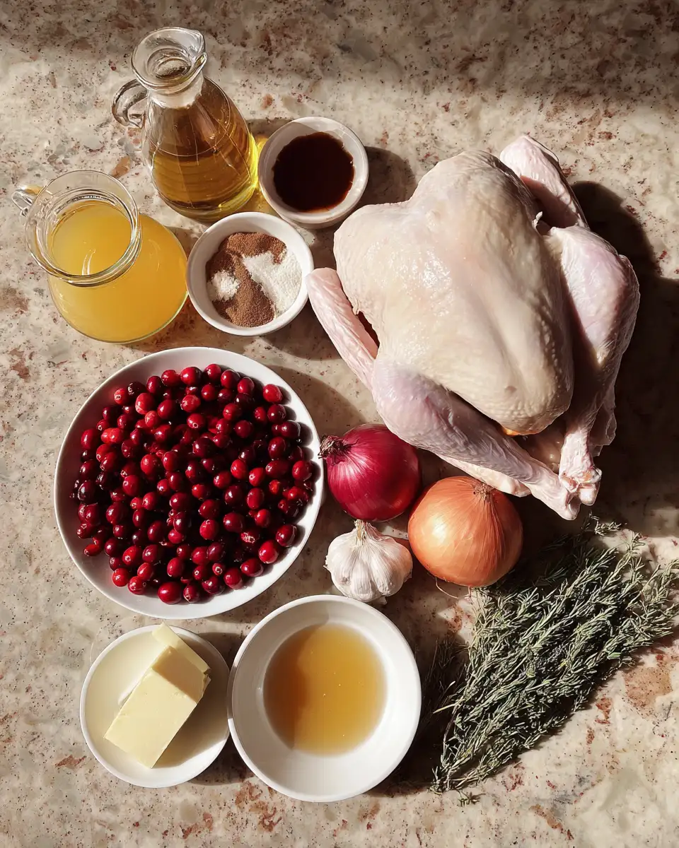 Ingredients for Perfect Cranberry Orange Glazed Turkey Recipe for a Festive Feast