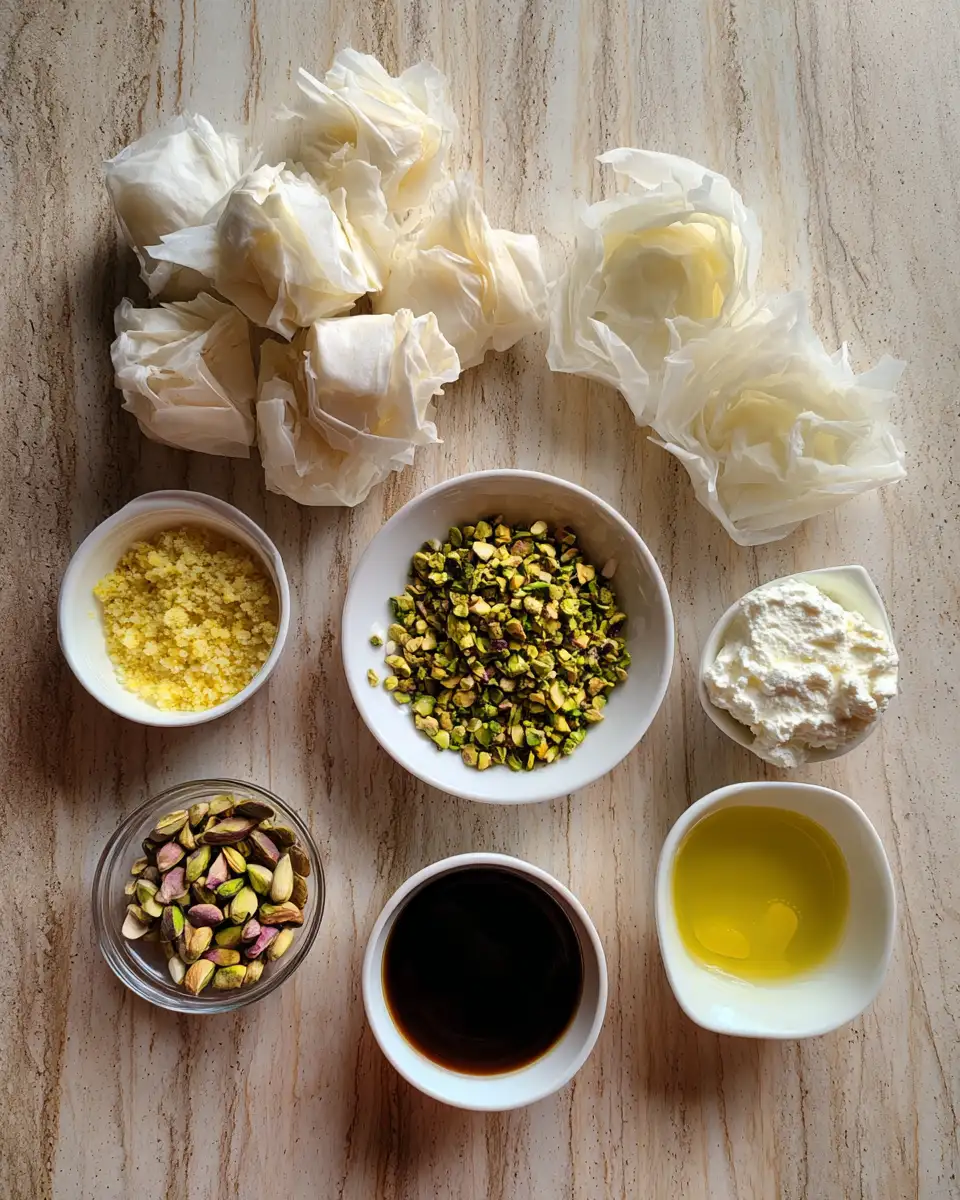 Ingredients for Sweet Symphony: Ricotta Pistachio Honey Bites