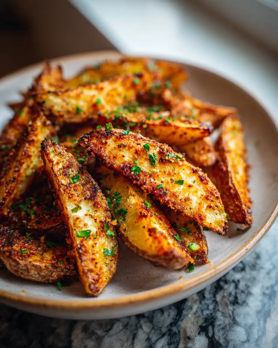 Final dish - Crispy Garlic Parmesan Potato Wedges: Your Next Irresistible Snack