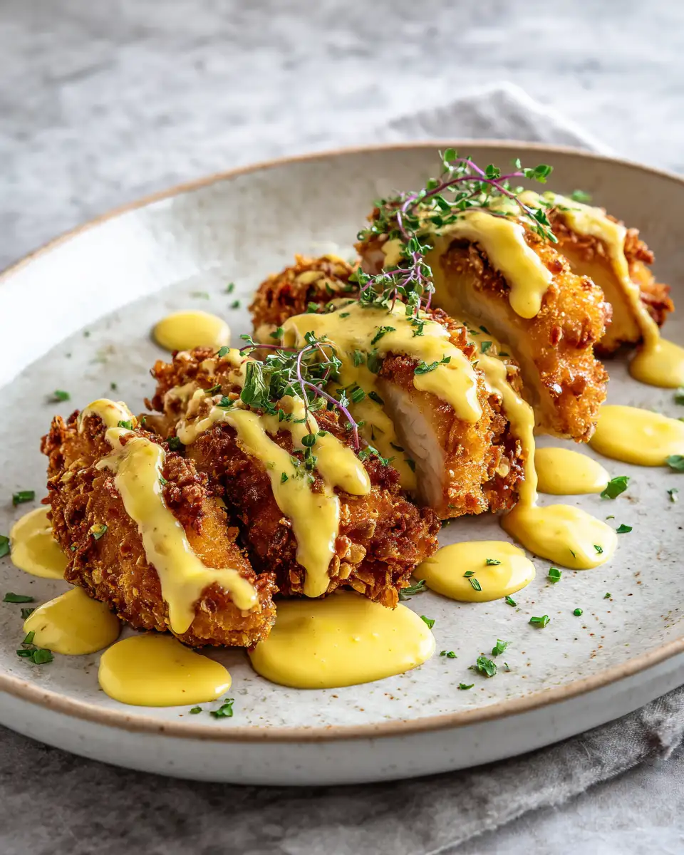 Crispy Pretzel Chicken Meets Creamy Mustard-Cheddar Delight - Featured Image