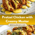 Crispy Pretzel Chicken Meets Creamy Mustard-Cheddar Delight